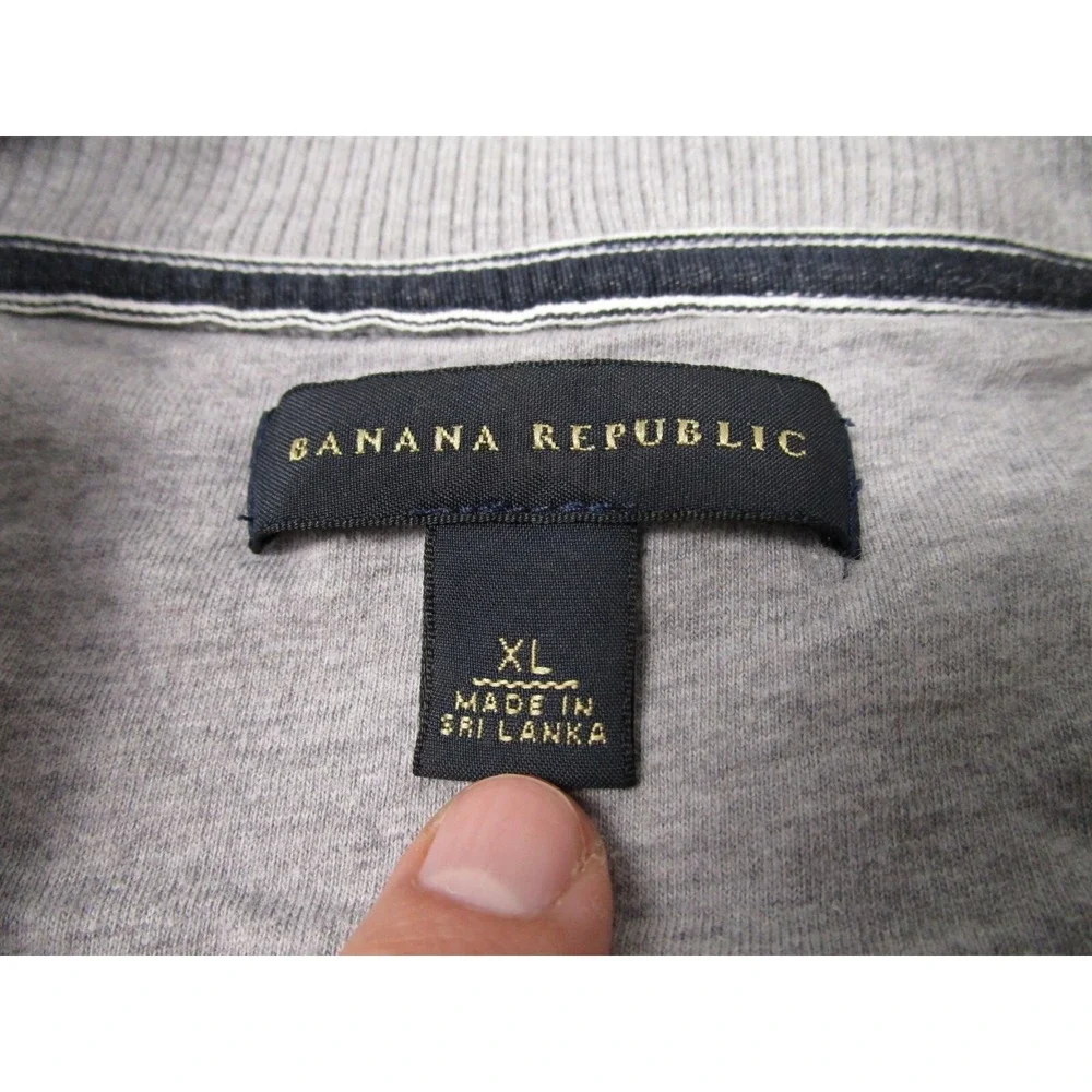 Banana Republic Sweater Mens XL Beige Preppy Casual Stripes‎ Long Sleeve 1/4 Zip